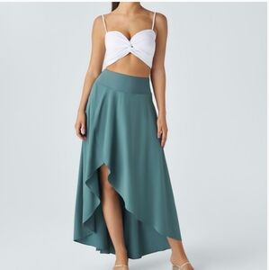 Halara NWT Breezeful High Low Ruffle Flowy Midi Skirt M